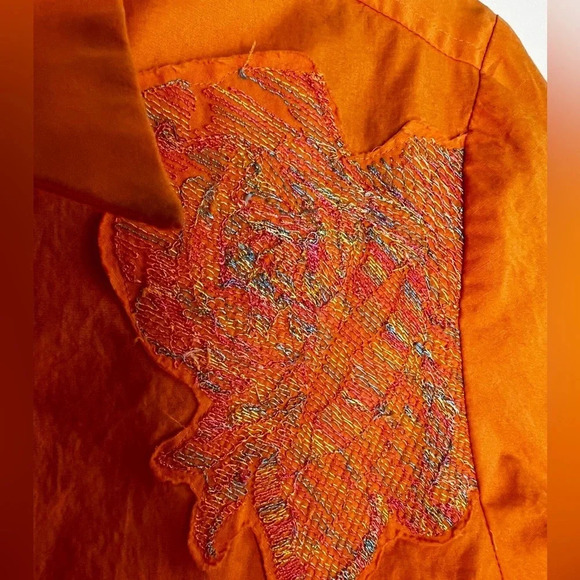 Robert Graham Orange Button Up Shirt Paisley Cuffs Embroidered Women’s Size M - Picture 5 of 12